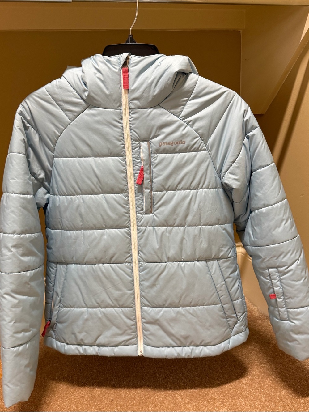 Patagonia Kids Light Blue Quilted Hooded Puffer Jacket